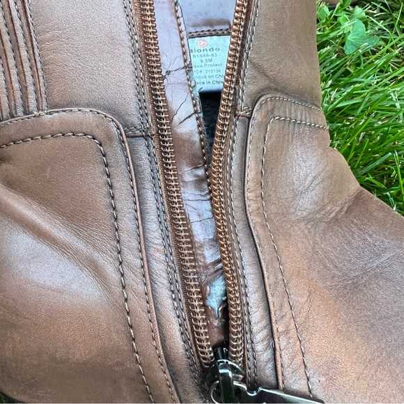 Blondo Brown Leather Zip Boots Size 9.5 - Picture 12 of 14